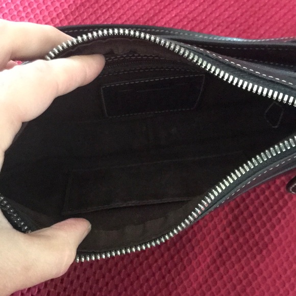 Coach Purse Black Leather Small White Stitch - Picture 8 of 8